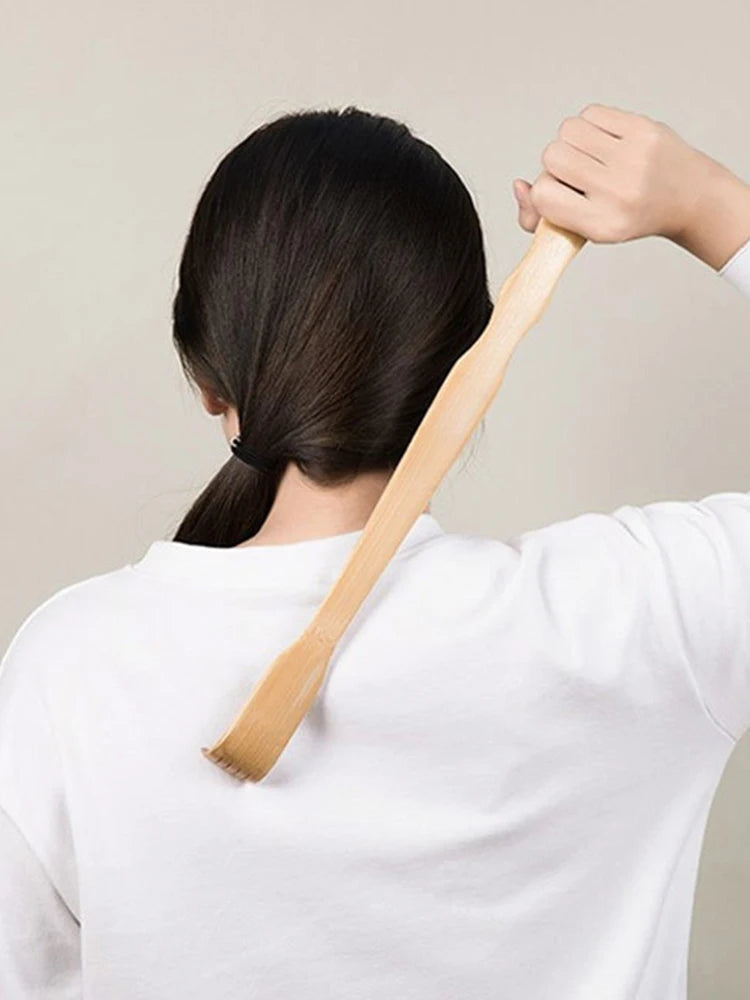 Bamboo Back Scratcher Stick with Massage Roller – Long Wooden Back Scratcher for Men & Women