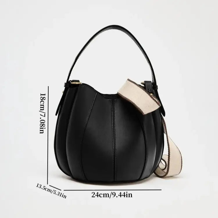 Women's PU Leather Bucket Bag – Designer Shoulder Handbag & Removable Wallet Crossbody