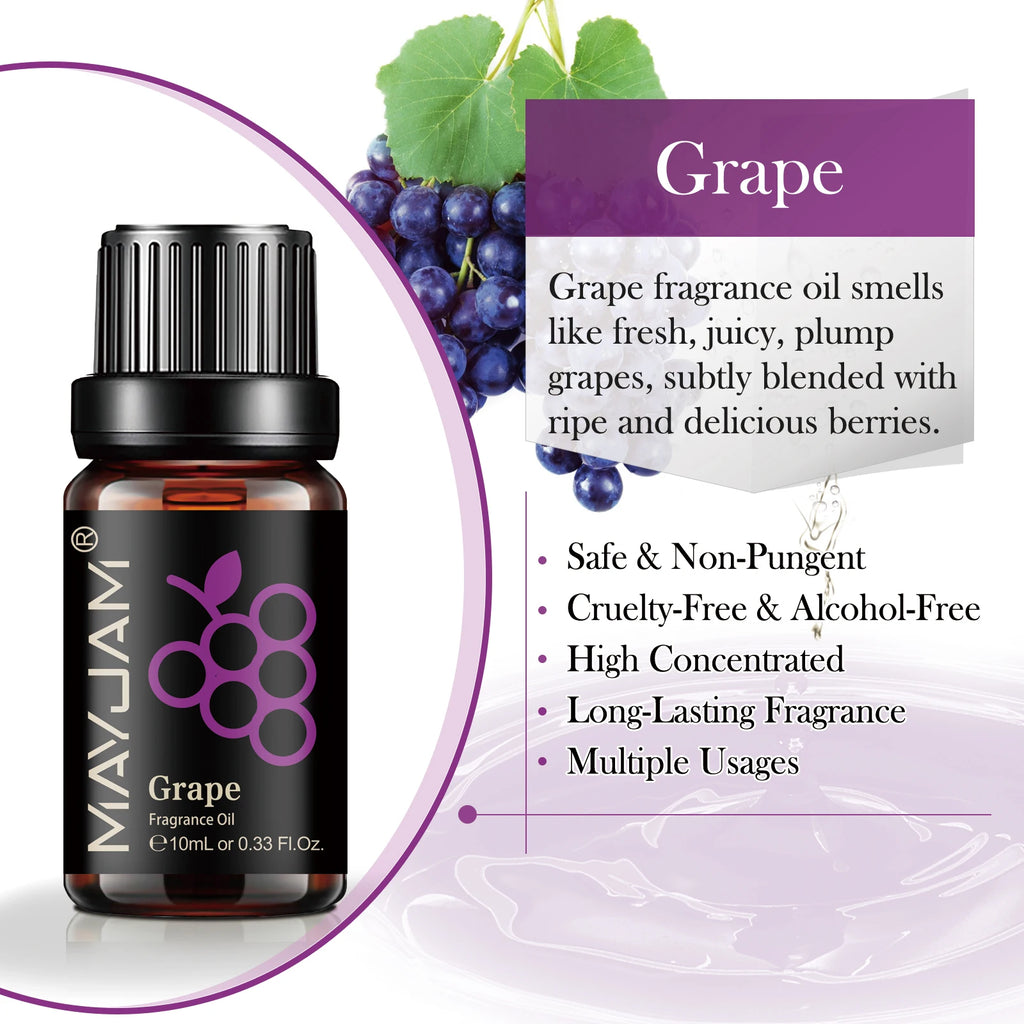 MAYJAM Fruit Fragrance Oil 10ml (0.34 fl oz) – Cherry Banana Papaya Grape Litchi Guava Kiwifruit Pear Fig for Diffuser & Candle