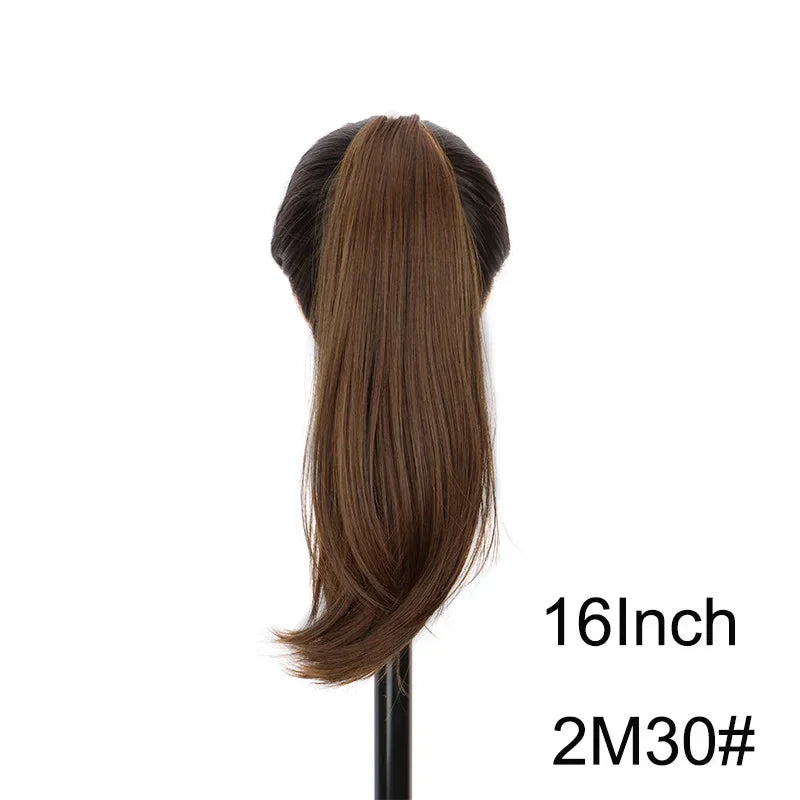 Clip-In Long Straight Ponytail Extension - 120g Synthetic High-Heat Fiber Claw Clip
