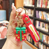 Santa and Reindeer Resin Christmas Keychain - Cute Cartoon Pendant Key Ring Charm for Backpack Purse Ornament
