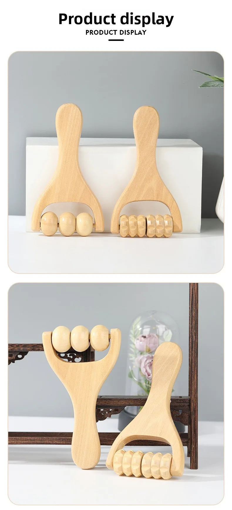 7-Piece Wooden Face & Body Massage Tool Set – Facial Sculpting Roller, Gua Sha & Cupping Lymphatic Drainage Tools