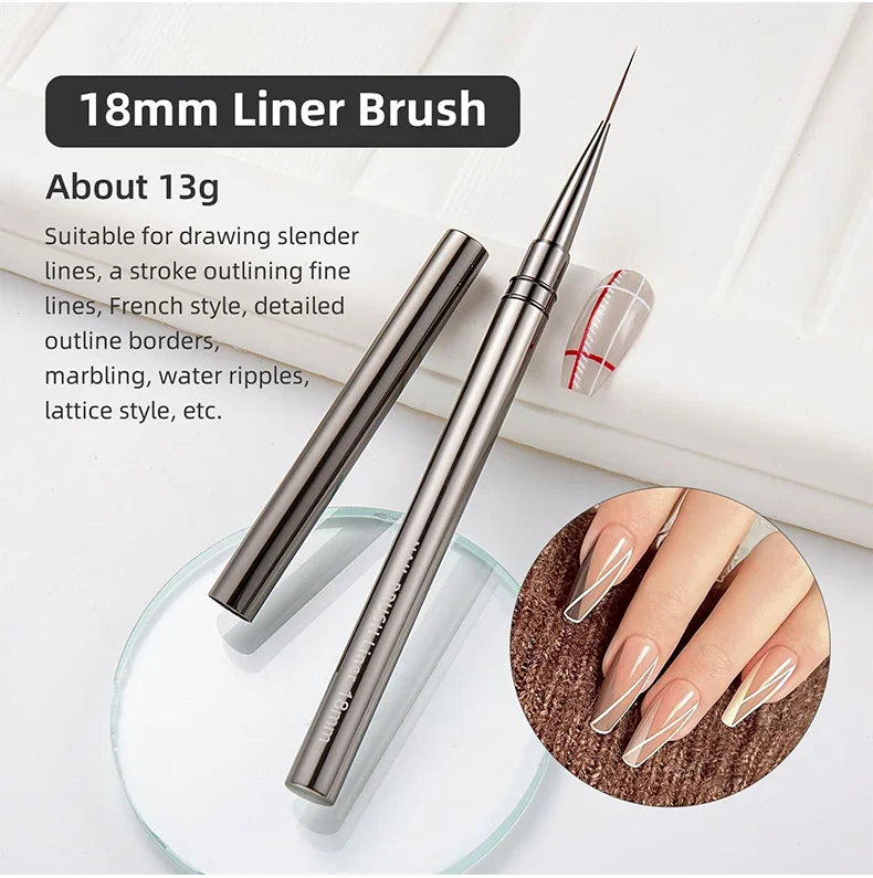 Nails Art Liner Brushes Elongated Lines Striping Drawing Painting  6/9/12/15/18/25mm Nail Design Pen Professional Manicure Tool