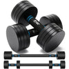 Adjustable Steel Dumbbell and Barbell Set 2-in-1 40 lb (18 kg) or 60 lb (27 kg) Home Gym Workout