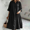 Casual Loose V-Neck Mini Dress with Pockets – Half Sleeve A-Line Summer Dress