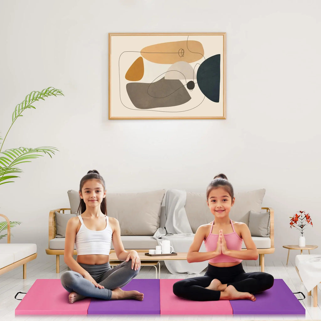 Folding Gymnastics Mat – Thick Portable Tumbling & Exercise Mat for Yoga Pilates Home Gym (Kids & Adults)