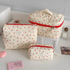 Pink Strawberry Quilted Cosmetic Bag – Portable Travel Makeup Pouch & Toiletry Organizer, Multiple Sizes (Small 15×9×8 cm / 5.9×3.5×3.1 in; Handbag 24×18.5×7 cm / 9.4×7.3×2.8 in; Tote 25×16×15 cm / 9.8×6.3×5.9 i