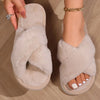 Women's Faux Fur Shearling Slippers — Cozy Indoor Slip-On with Instep & Toe Strap, EVA Sole