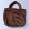 Women Winter Oversized Faux Fur Shoulder Bag Large Plush Square Handbag with Zipper and Hasp