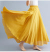 Cotton Linen Ankle-Length Maxi Skirt for Women, Y2K Harajuku Casual Streetwear, Shirred Waist