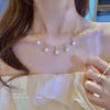 Pearl Bead Choker Necklace Gold Link Chain Ball Pendant - K-Pop Goth Collar for Women