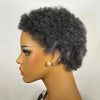Ombre Honey Brown Low Cut Afro Pixie Wig - 100% Remy Human Hair, 200% Density, Short Afro Kinky Wave, Transparent Swiss Lace, Glueless