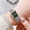 Gold Plated Rectangular Women's Quartz Watch — 2.2×3.0 cm (0.87×1.18 in) Dial, Stainless Steel Bracelet