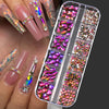 Mini Caviar Beads Nail Art 12-Grid Gold and Silver Micro Ball Charms 0.5–3mm (0.02–0.12in) with Magnetic Picker Pen