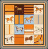 90 x 90 cm (35 in) Checkered Horse Print Twill Silk Square Scarf, Women's Luxury Bandana Shawl Hijab Neckerchief