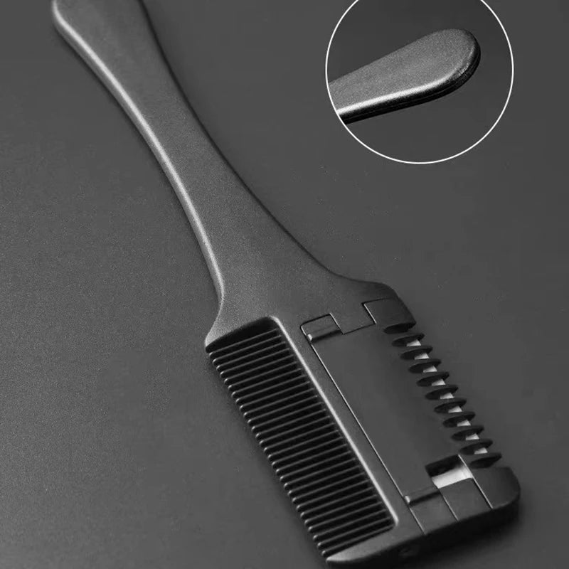 Thinning Razor Comb with Black Handle - Hair Cutting & Trimming Tool with Replaceable Blade for Salon & Home