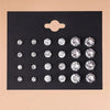 12-Pair White Crystal Stud Earrings Set Shiny Wedding Jewelry for Women and Men