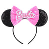 Sequin Snowflake Mouse Ear Headband with 5\" (12.7 cm) Bow – Kids & Adults Festival Party Cosplay Hairband