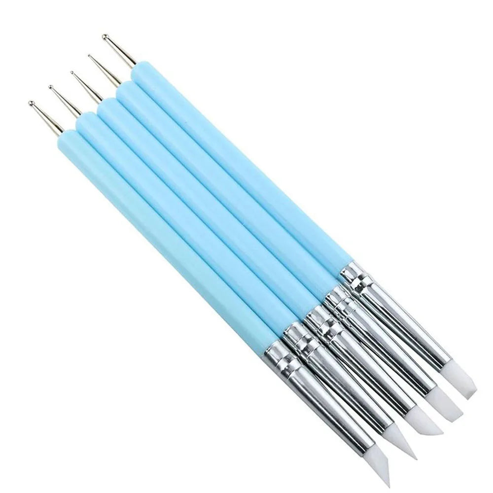 5-Pack Double-Ended Silicone Dotting Tools – Nail Art, Clay Sculpting & Cake Decorating Pens