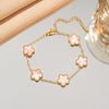 316L Stainless Steel Lucky Five-Petal Flower Bracelet for Women Plum Blossom Five-Leaf Clover Charm