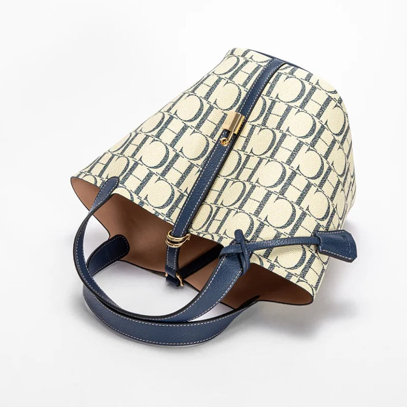 CHCH Large Capacity Women's Commuter Crossbody Shoulder Bag - Letter Print Bucket Tote