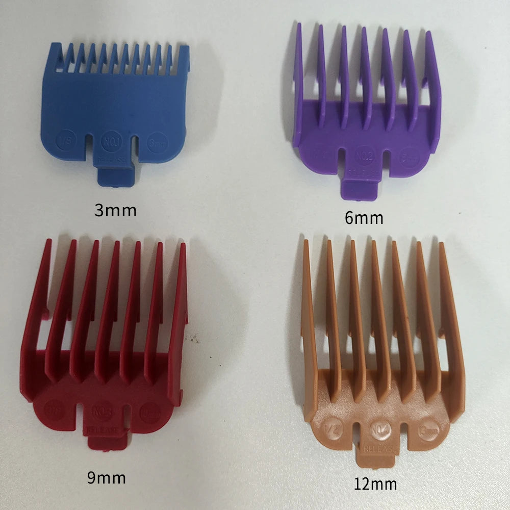 Universal Hair Clipper Guide Combs 1.5/3/4.5mm – Color-Coded Plastic Trimmer Guards (Green, Purple, Red)