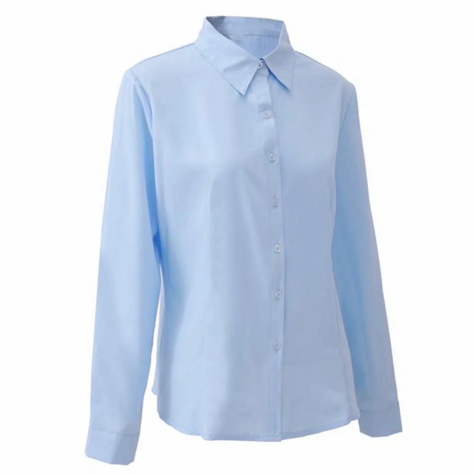 Women's Long Sleeve Button-Up Blouse – Slim Fit Chiffon Office Shirt (White, Sky Blue, Black)