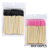 100-Pack Bamboo Handle Mascara Wands – Reusable Eyelash Extension & Eyebrow Spoolie Brushes