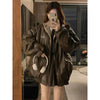 Reversible PU Leather Jacket with Lambswool Lining – Velvet & Cotton-Padded Women's Winter Biker Coat, Patchwork Streetwear