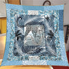90 x 90 cm (35 in) Checkered Horse Print Twill Silk Square Scarf, Women's Luxury Bandana Shawl Hijab Neckerchief