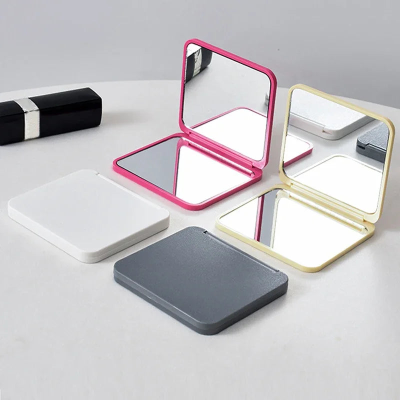 Double-Sided Mini Pocket Makeup Mirror Portable Compact Hand Mirror for Women & Girls Cute Square Design Multiple Colors