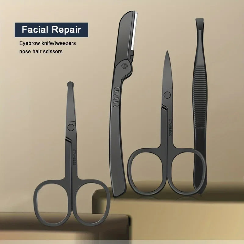 8/12/15/20/24-Piece Stainless Steel Manicure & Pedicure Kit - Nail Clippers, Cutters, Scissors & Ear Spoon Tools