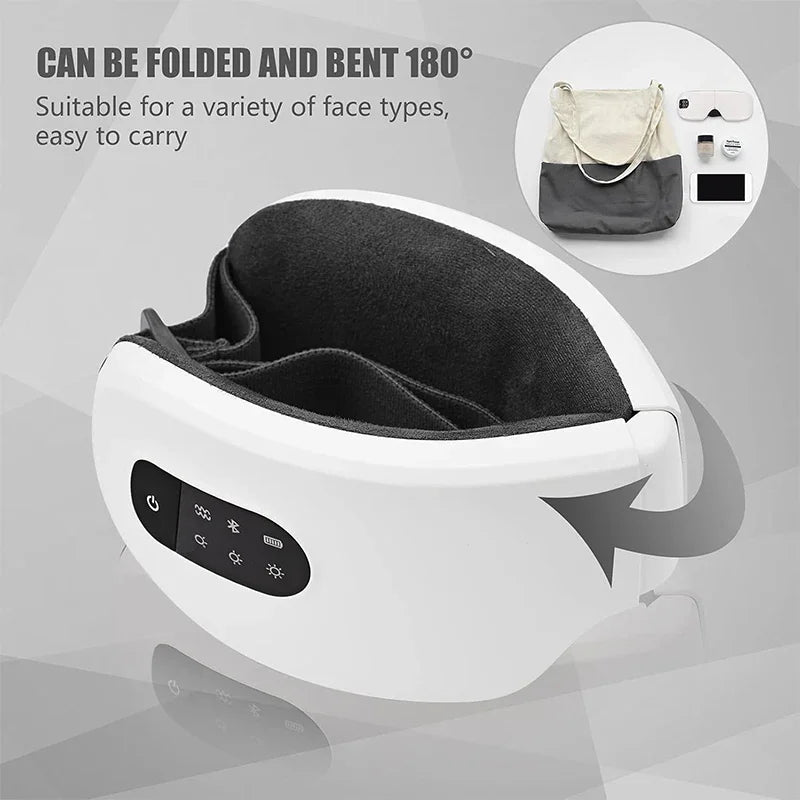 4D Bluetooth Heated Eye Massager — Smart Airbag Vibration, Hot Compress Eye Spa for Fatigue & Anti-Wrinkle