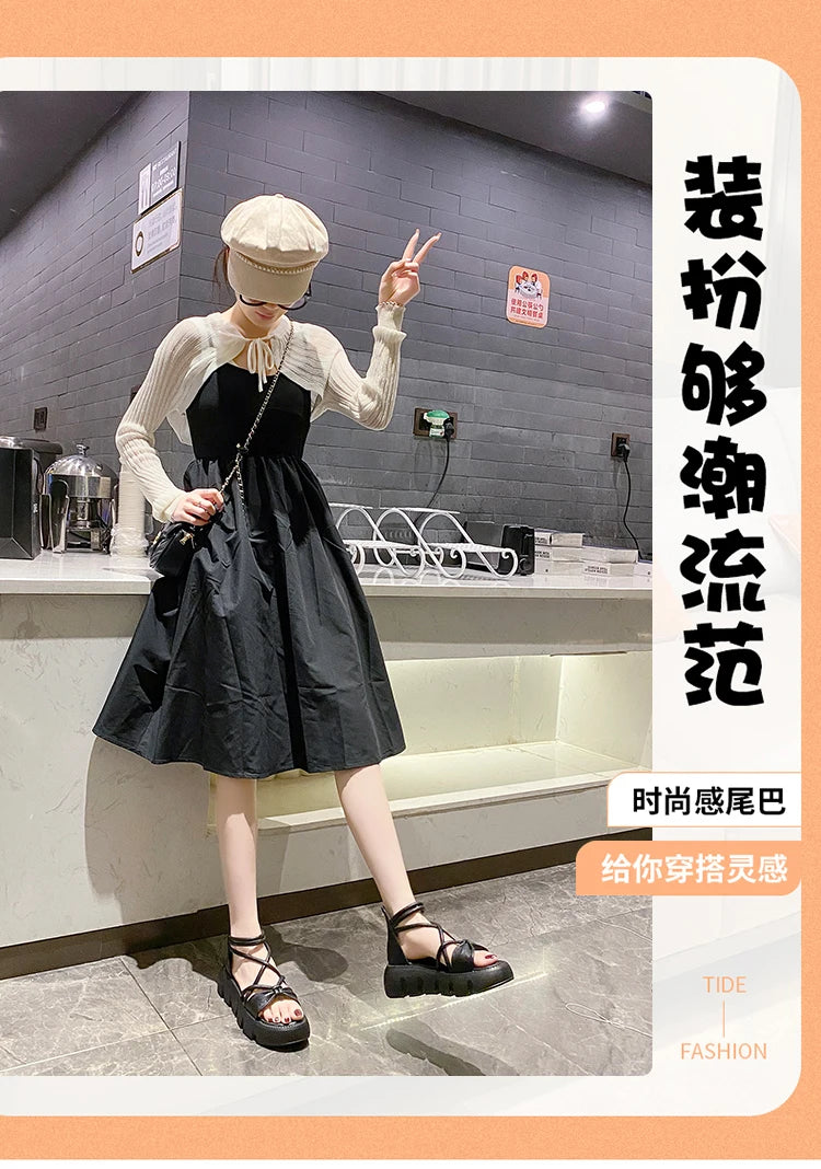 Women's Woven Ankle-Strap Mid Heel Sandals — Thick Sole Summer Clogs