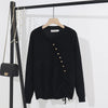 Plus Size Women's Long Sleeve Knit Sweater V-Neck with Drawstring & Button Detail, Casual Autumn Winter Pullover