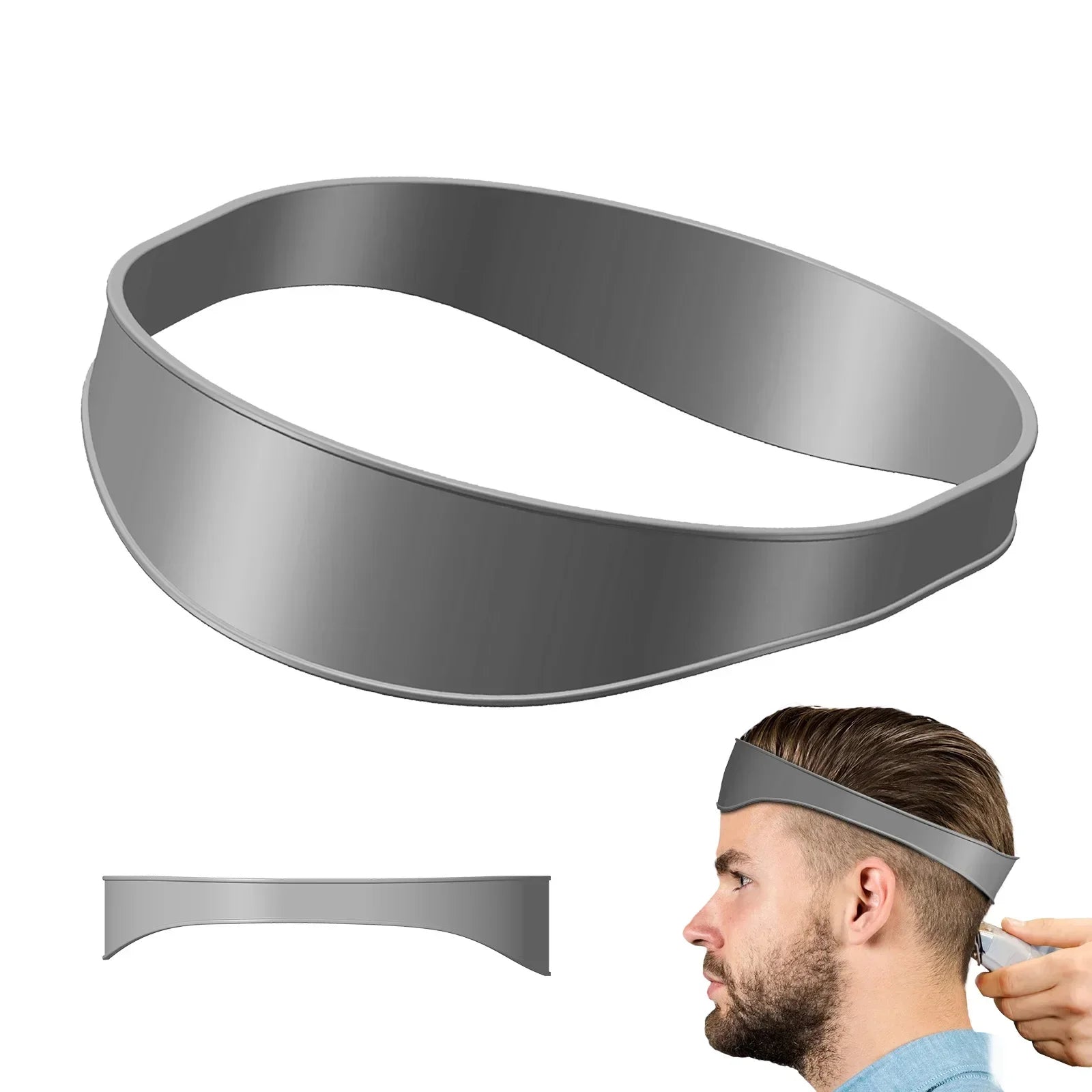 Silicone Neckline Haircut Guide Headband – Curved Barber Template for DIY Fades, Hands-Free Trimming (Fits Most 21.5 in / 54.6 cm)