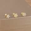 3-Pack 14K Gold-Plated Stainless Steel Crown Stud Earrings for Women with Crystal Zircon — Horse Eye Design