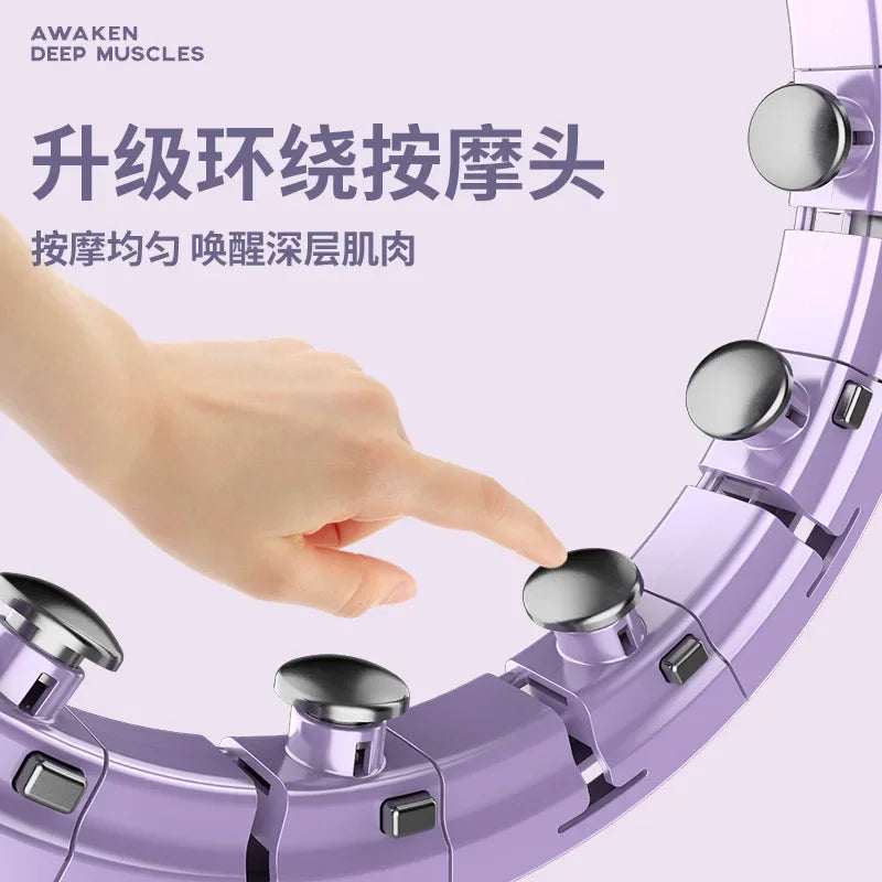 Smart Magnetic Massage Hula Hoop with LED Counter – Detachable Adjustable Weighted Fitness Hoop for Waist Slimming (Purple/Blue)