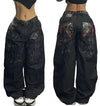Retro Hip-Hop Stitch Wide-Leg High-Waist Jeans for Women - Loose Casual Korean Streetwear Overalls