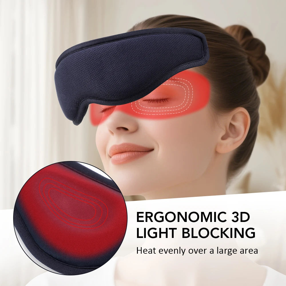 Hailicare 3D Heated Eye Massager – 3-Level Hot Compress, 5-Speed Vibration Sleep Mask with LED Display & 1800mAh Battery