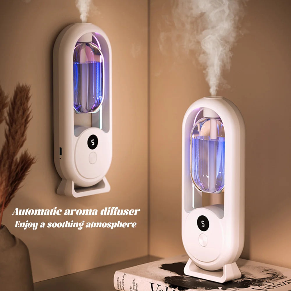Rechargeable Portable Aroma Diffuser – Essential Oil Aromatherapy Air Freshener with 5 Timed Spray Modes