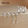 3-Pair Zircon Huggie Hoop Earrings for Women, 8mm (0.31 in) Stainless Steel Cartilage Piercing Set