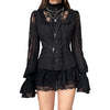 Floral Embroidered Lace Patchwork Button-Down Blouse for Women Long Sleeve Casual V-Neck Top