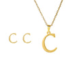 Stainless Steel Alphabet Initial Necklace & Stud Earrings Set – 26 Letter Personalized Jewelry Gift for Women