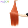 3-Pack 28-Inch (71 cm) Straight Crochet Braids Synthetic Hair Extensions High-Temperature Ombre Blonde Brown Gray