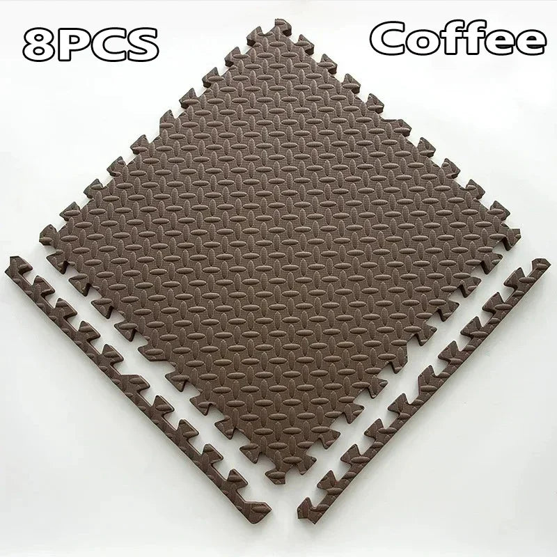 EVA Interlocking Floor Tile 30×30×1 cm (11.8×11.8×0.4 in) Leaf Texture Non-Slip Shock-Absorbing Gym, Yoga & Baby Play Mat