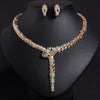 Micro Zircon Serpentine Snake Necklace & Earrings Set – Copper Cubic Zirconia Bridal Jewelry for Women