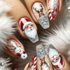 24pc Christmas Press-On Nails Set Medium Long Snowman Santa Snowflake Square Tips