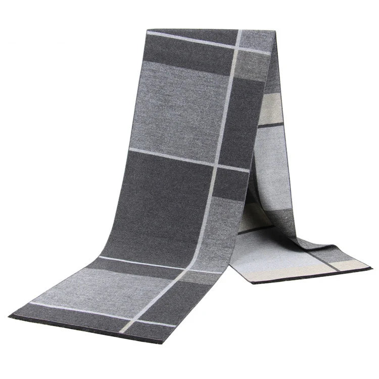 Men's Cashmere-Feel Scarf 180 x 31 cm (71 x 12 in) Plaid Stripe Pashmina Shawl Warm Winter