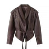 Women's Faux Leather Belted Coat with Fur Trim – Streetwear Elegant Outwear